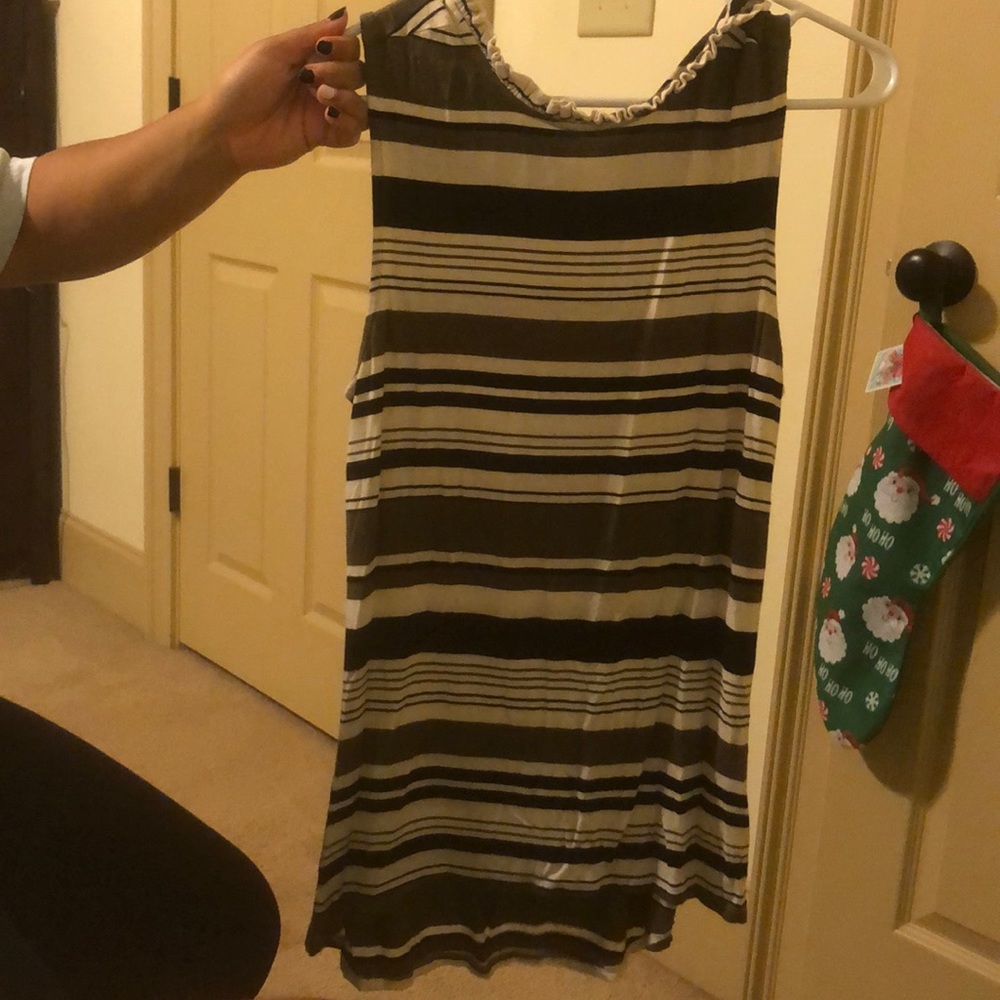 black, white, and green blouse